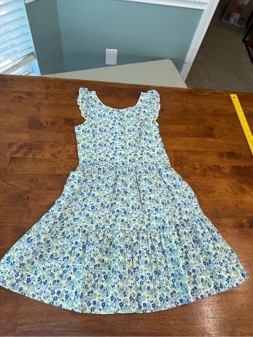 Polo Ralph Lauren Girls Floral Tiered Dress Size 12 NWT Blue Green Cap Sleeve